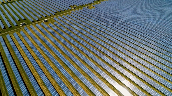 Areal Flight Over Solar Panels