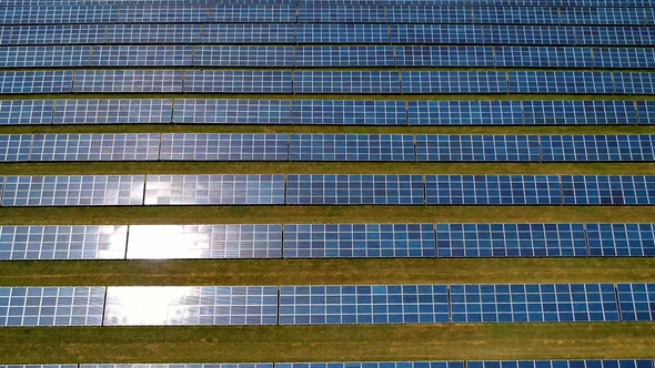 Aerial Flight Over Solar Panels