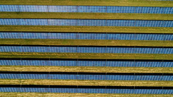 Areal Flight Over Solar Panels