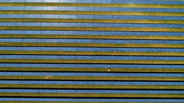 Areal Flight Over Solar Panels.