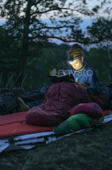 l at night while wildcamping, strong light from headlamp