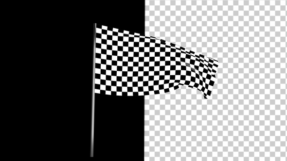 Checkered Race Flag Waving with an Alpha Channel