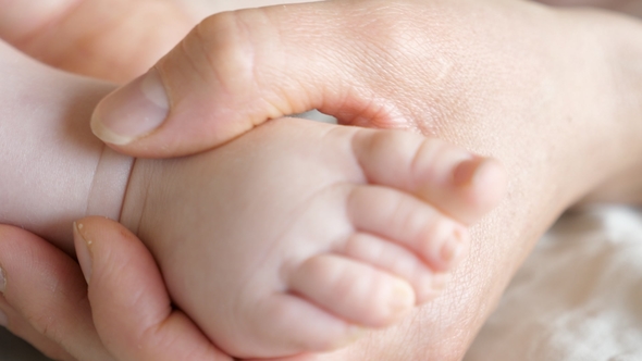 Hand Holding Baby Foot