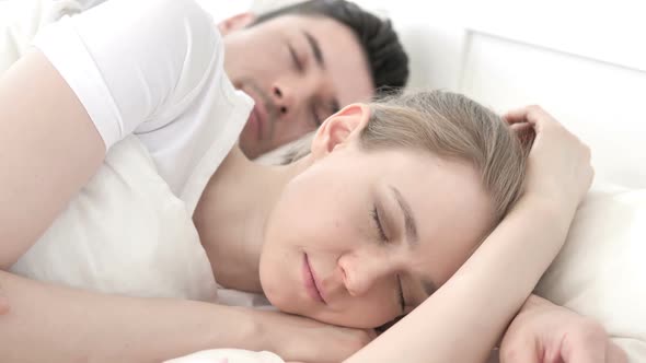 Close Up of Sleeping Young Couple