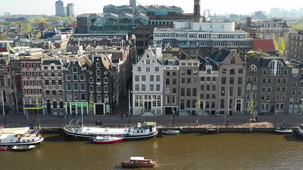 Amstel River and Traditional Old Buildings