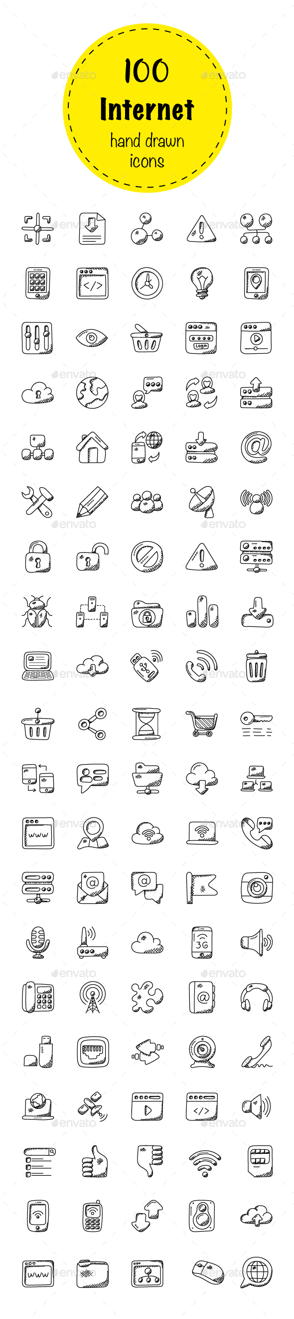 100 Internet Doodle Icons