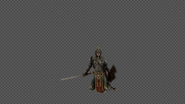 Female Woman Soldier Holding Sword And Shield Die Pack 4In1 alt