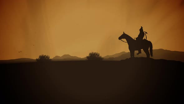 Mongolian Horseman Warrior In Mongolian Terrain