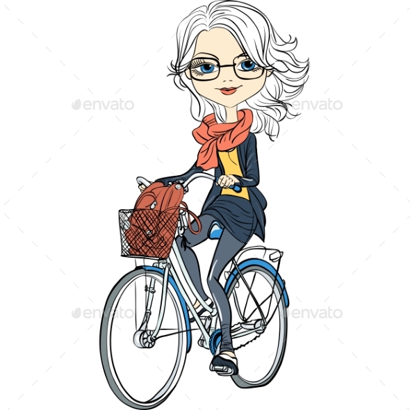 Vector Girl Rides a Bicycle