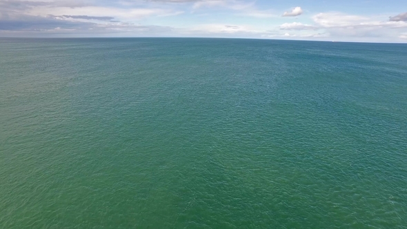 Flying Over the Irish Sea at the Coast of Wales United Kingdom