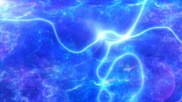 Abstract Blue Space Background with Shine and Energy Wave alt