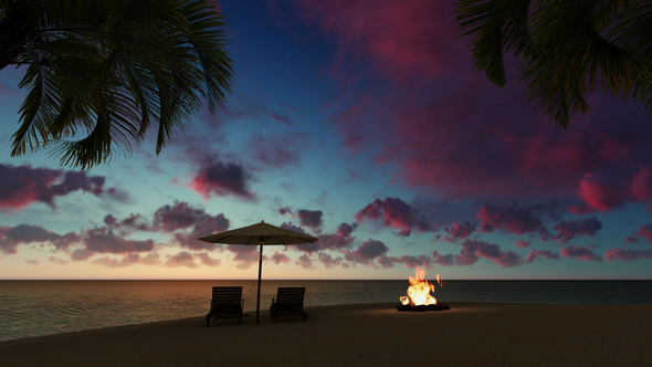 Campfire On the Beach During the Summer