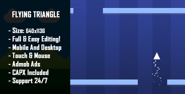 Flying Triangle - Gra HTML5 + wersja mobilna! (Construct 2 / Construct 3 / CAPX)