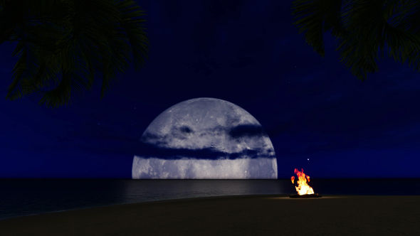 Tropical Full Moon Over the Ocean alt