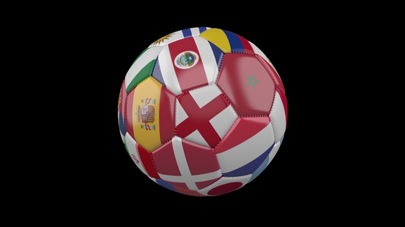 Soccer Ball with Flags of Countries of World on Transparent