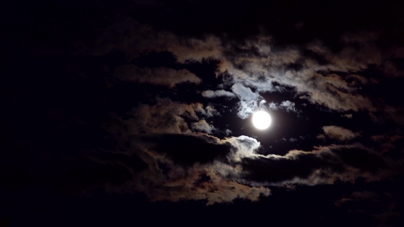 Night Cloudy Sky with Moon