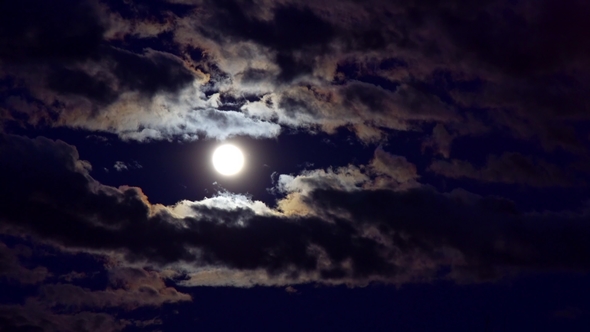 Full Moon Starry Night with Some Clouds