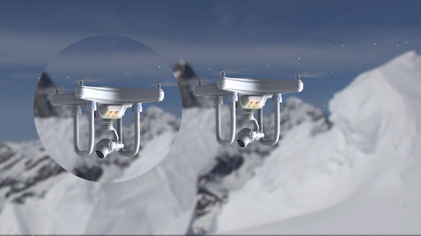 A Drone in the Snow Mountains