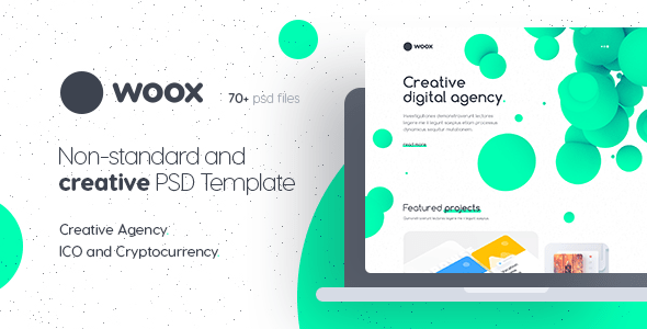Woox – Non-Standard and Creative PSD Template for Digital Agency and ICO and Cryptocurrency Market