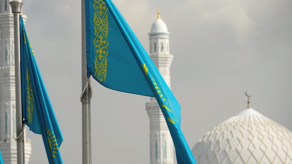 Flags and Dome of Mosque