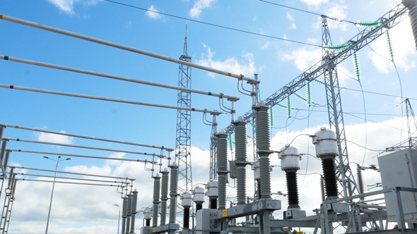 Substation Converts Electrical Energy Under Sunlight
