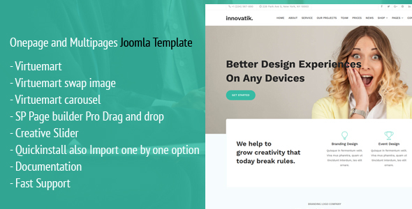 Innovatik - korporacyjny szablon Joomla z Virtuemart