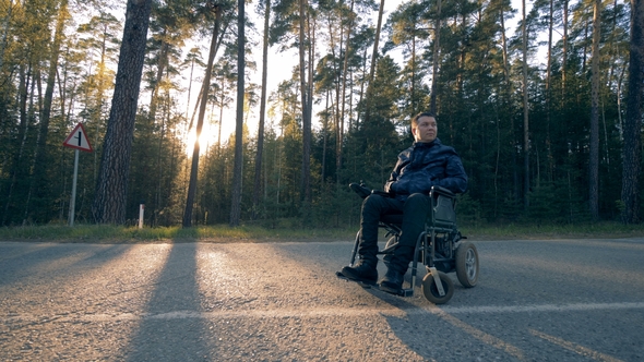 A Disabled Person on a Road