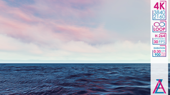 Bright Pink White Sky with Clouds over the Blue Ocean alt