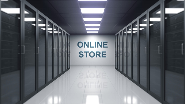 ONLINE STORE Caption on the Wall of a Server Room alt