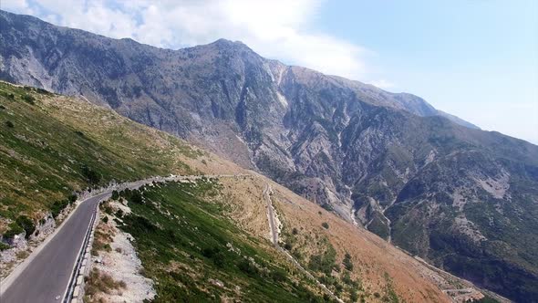 Cars parked on mountain in Albania