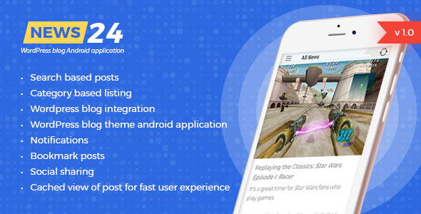 News 24 - Wordpress Blogs & News Android app - Google ads integrated | Analytics | Notifications