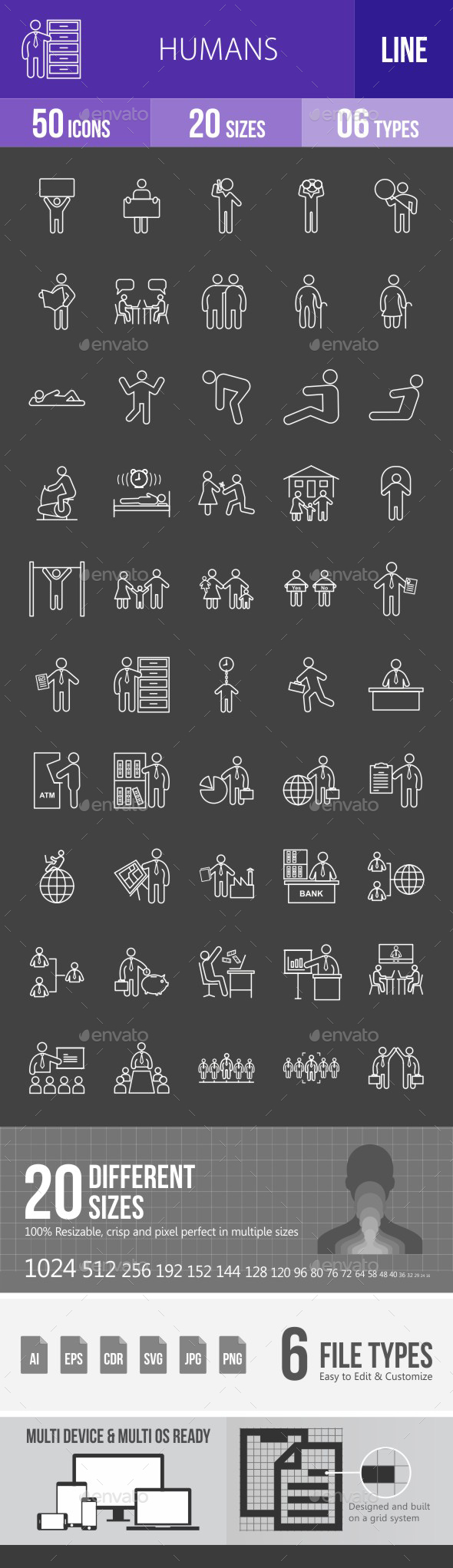 Humans Line Inverted Icons