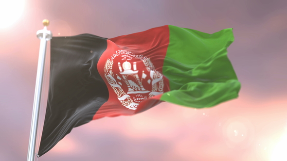 Flag of Afghanistan at Sunset