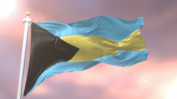 Flag of Bahamas at Sunset