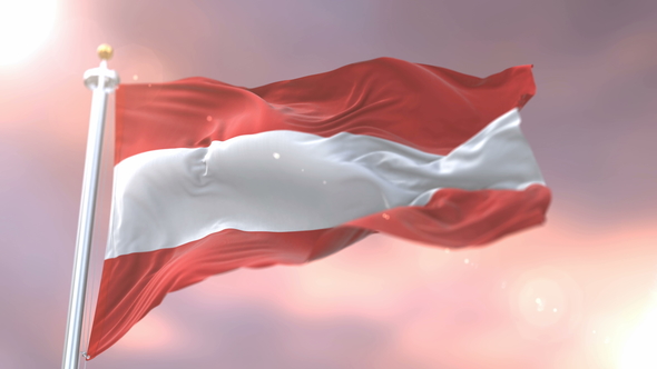 Flag of Austria at Sunset