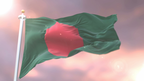 Flag of Bangladesh at Sunse