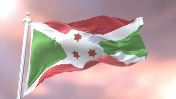 Flag of Burundi at Sunset