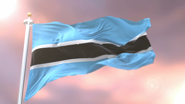 Flag of Botswana at Sunset