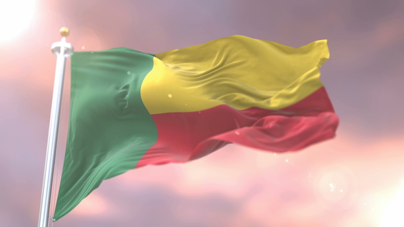 Flag of Benin at Sunset