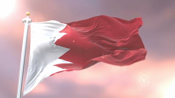 Flag of Bahrain at Sunset