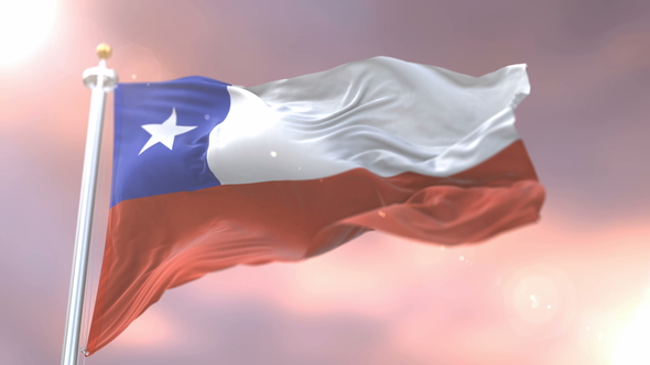 Flag of Chile at Sunset