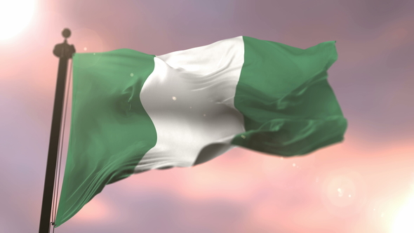 Flag of Nigeria at Sunset