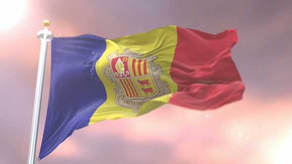 Flag of Andorra at Sunset