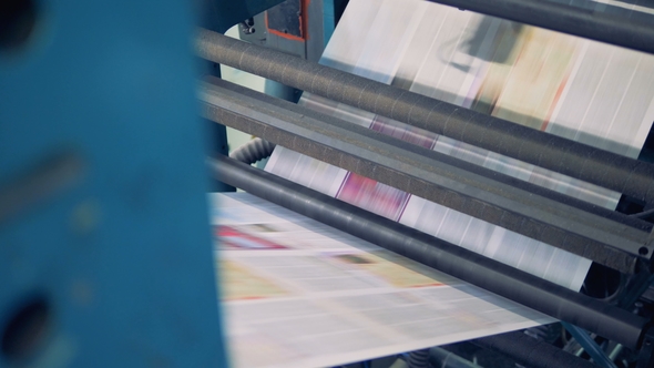 Printed Sheets Move on a Conveyor