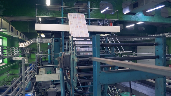 Big Printing Factory Equipment Works. Printing Factory Facility