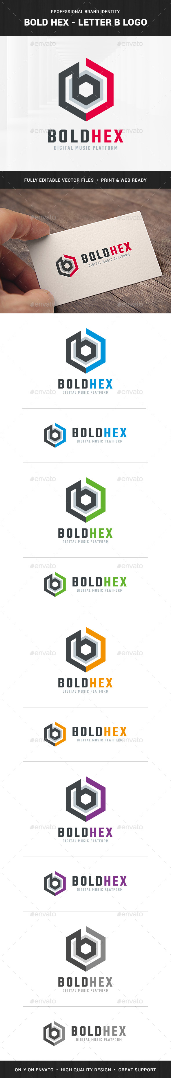 Bold Hex - Letter B Logo