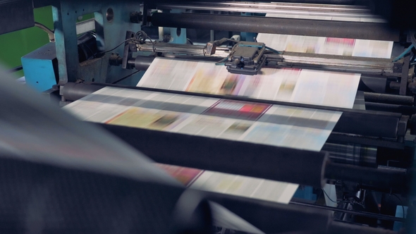 Colorful Sheets on a Conveyor, .