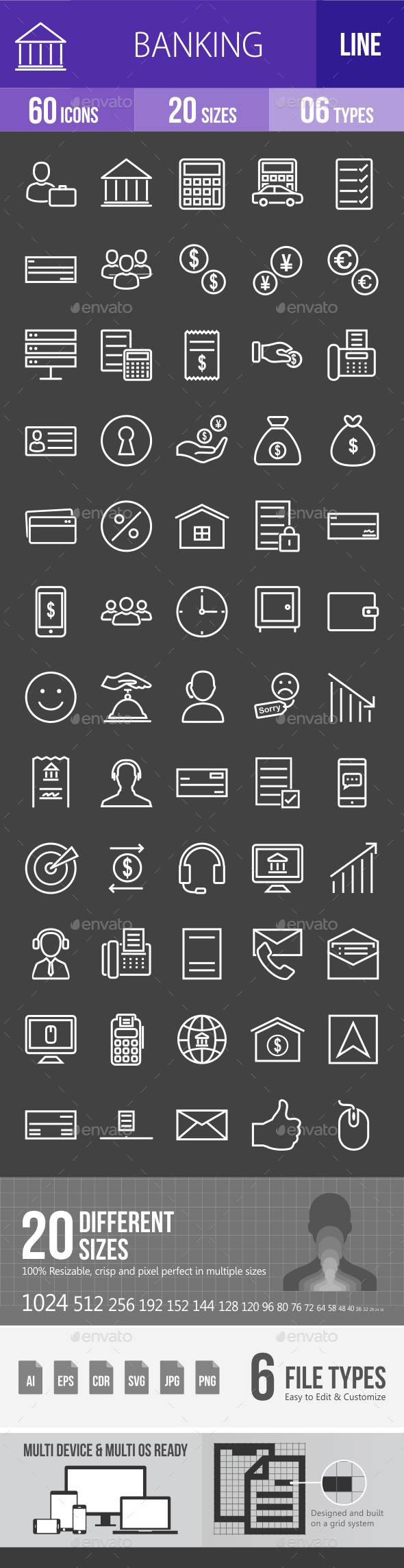 Banking Line Inverted Icons