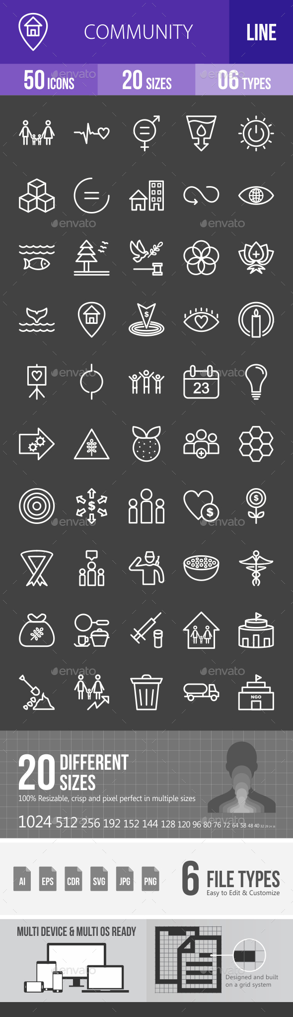 Community Line Inverted Icons