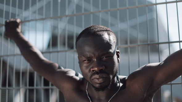 Confident and Angry African American Man Looking at Camera